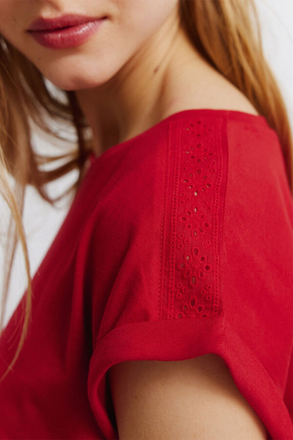 Springfield Crochet shoulder T-shirt burgundy