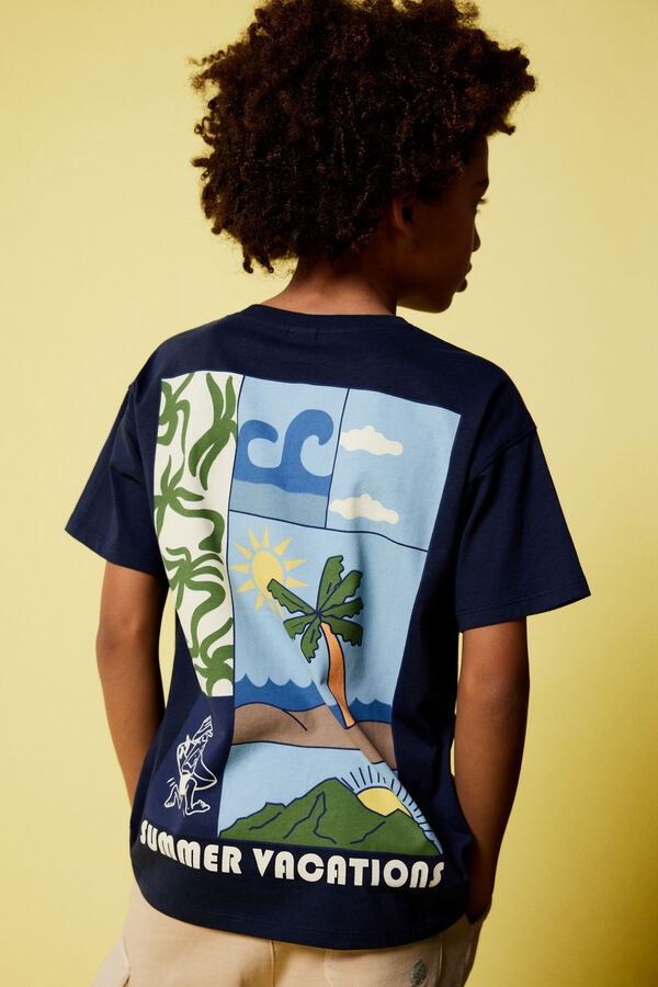 Springfield T-shirt Summer Vacations menino azul