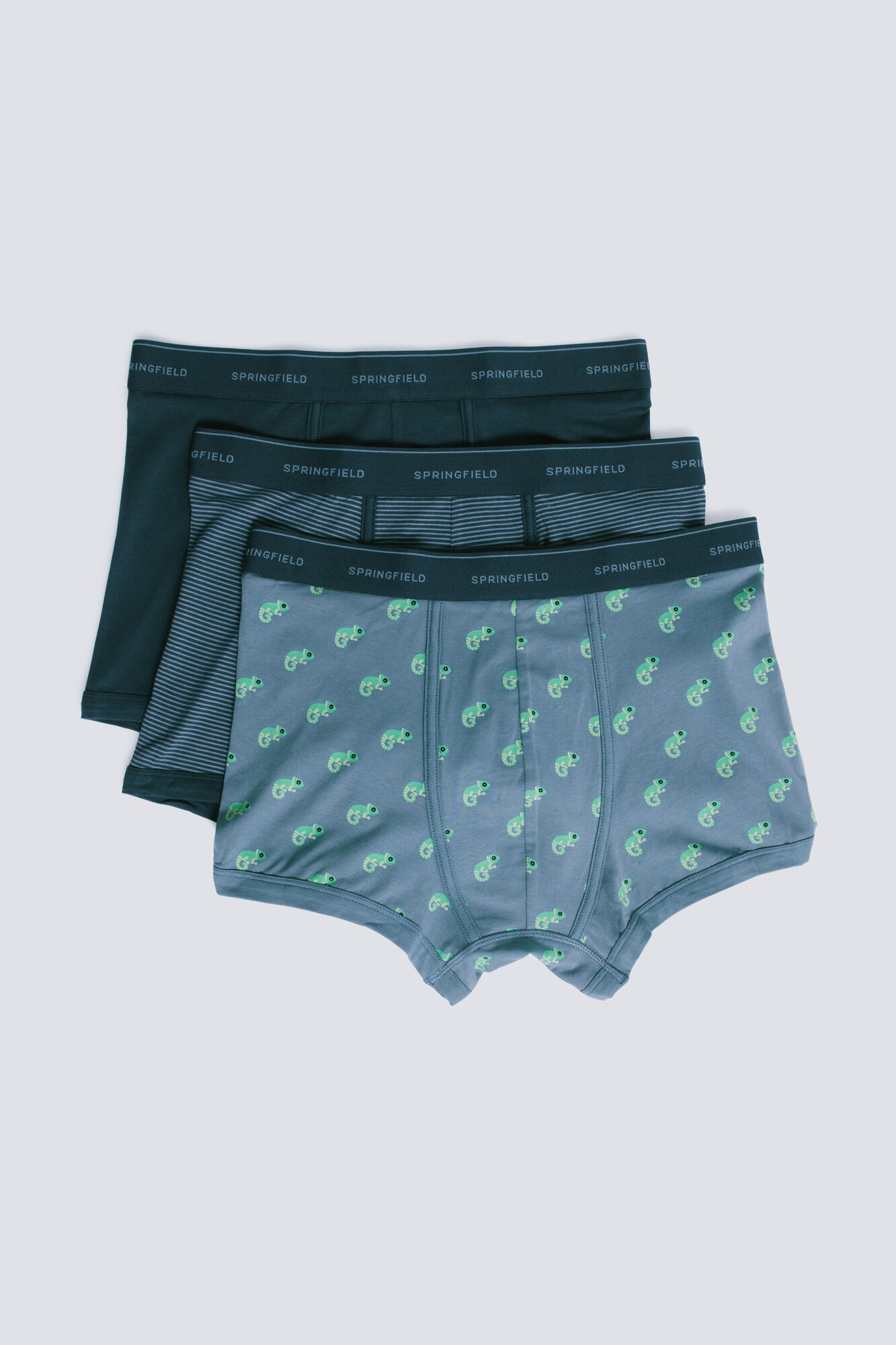 Springfield Pack of 3 chameleon and striped boxers