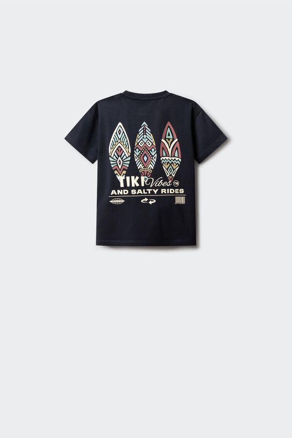 Springfield Kids Dečija majica kratkih rukava sa tiki printom Plava