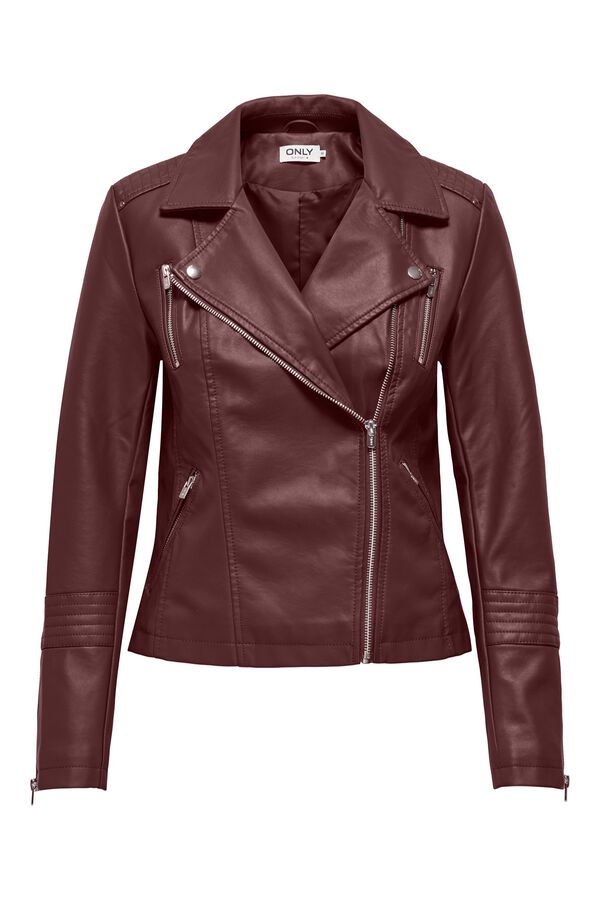Only Vegan leather biker jacket pink