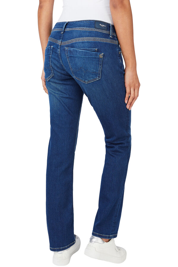 Springfield Women's straight cut mid rise jeans bleuté