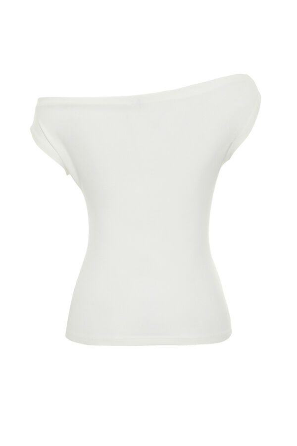 Trendyol Top ajustado manga corta marfil