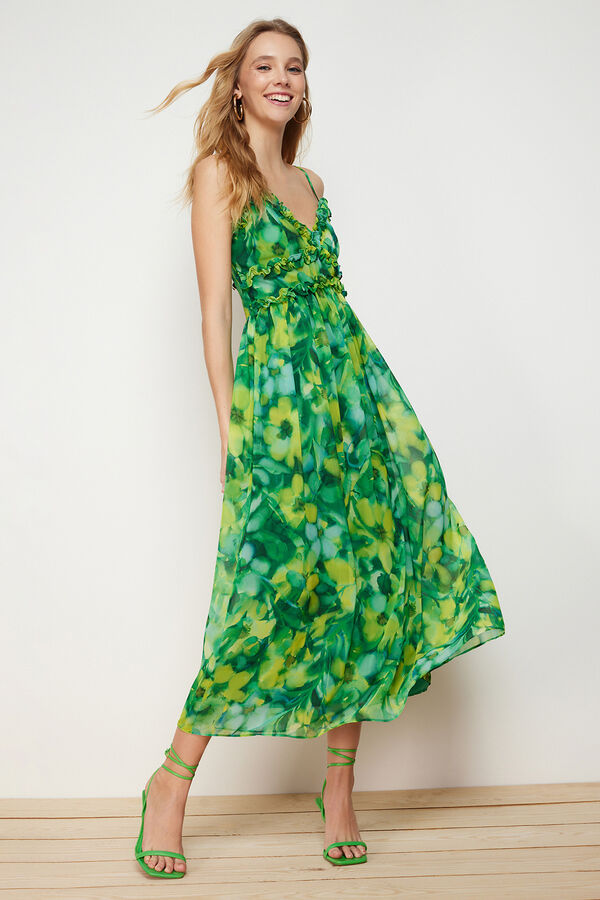 Trendyol Vestido largo estampado verde
