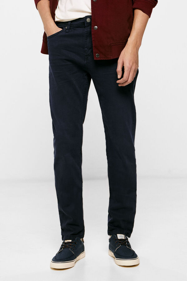 Springfield Slim fit washed 5-pocket coloured trousers blue
