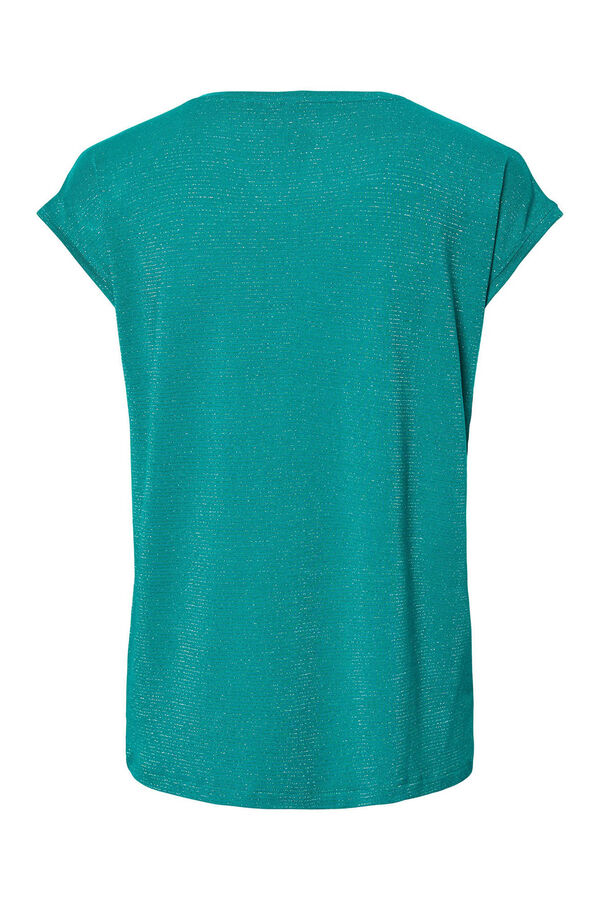 Springfield Basic-Shirt aus Lurex mit kurzen Ärmeln grün