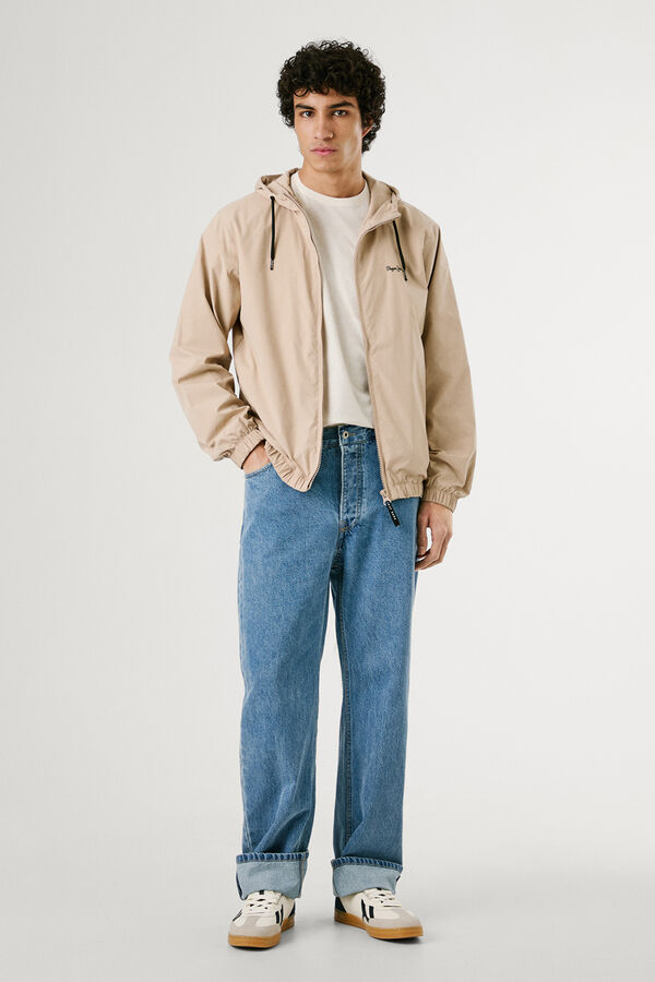 Pepe Jeans Windbreaker with logo on the chest. brown