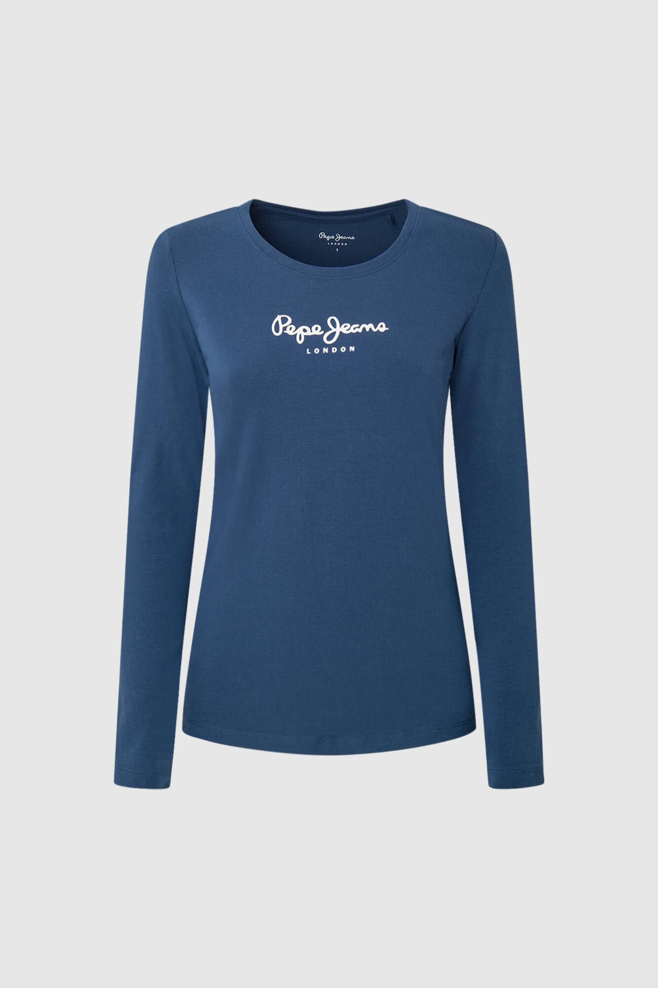 Pepe Jeans Camiseta b&aacute;sica de manga comprida com logo frontal