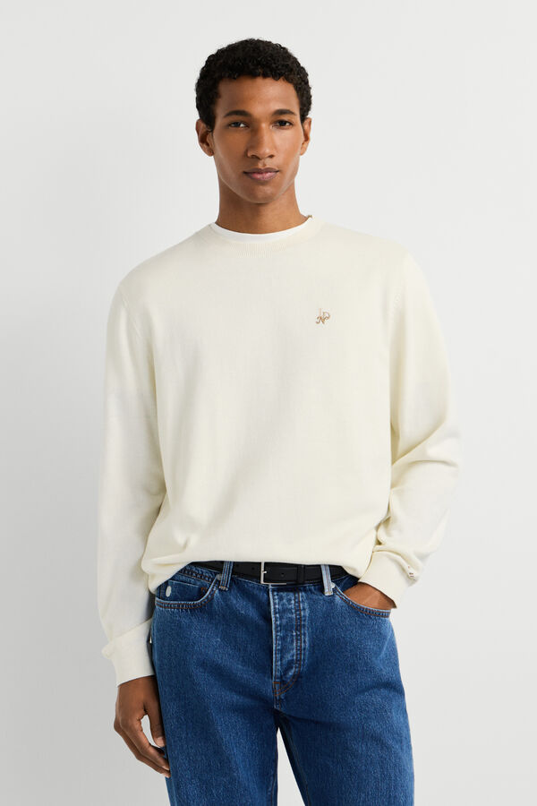 Pepe Jeans Round neck jumper with logo beige