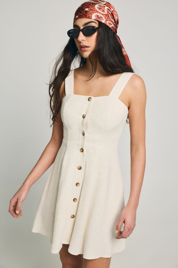 Only Vestido corto de lino beige