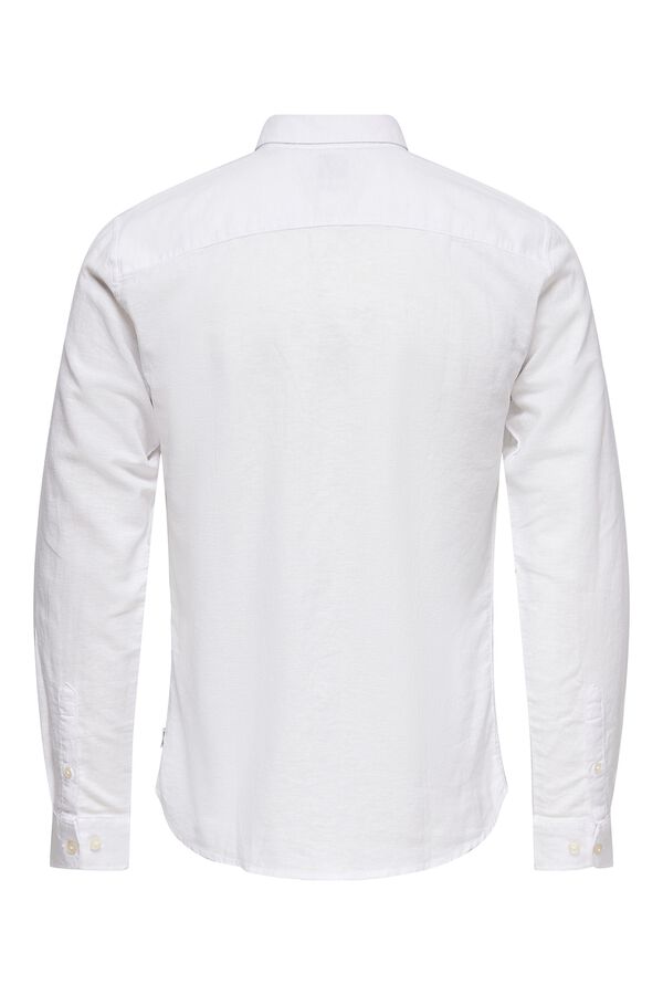 Only & Sons Linen long sleeve slim fit shirt white