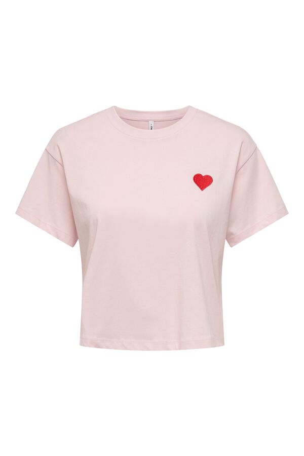 Only T-shirt crop de manga curta rosa