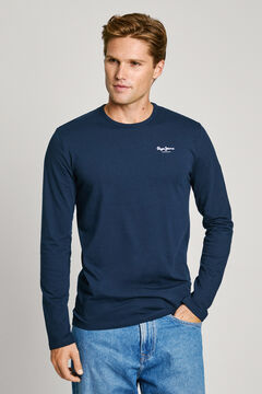 Pepe Jeans Originelles Basic- lang&auml;rmelig T-Shirt Blau