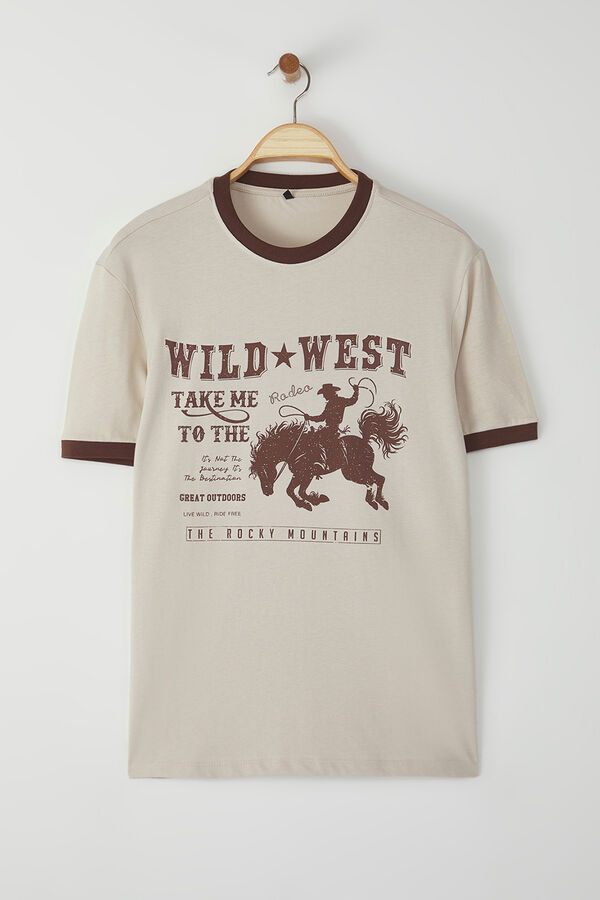 Trendyol Camiseta oversize manga corta beige