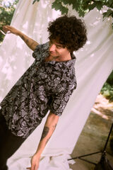 Springfield Short-sleeved shirt with Roots print black