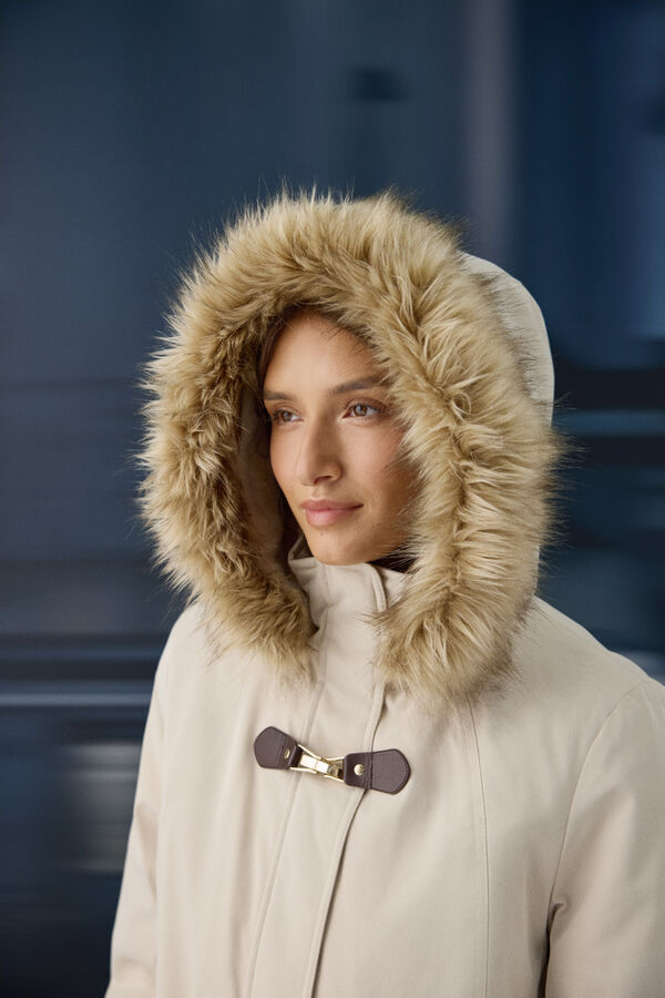 Springfield Parka hood faux fur buckle white