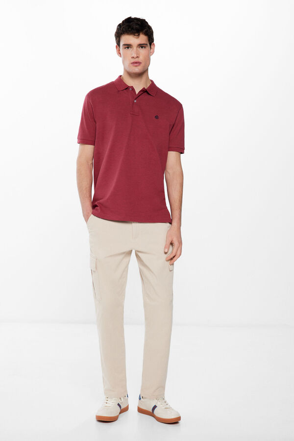 Springfield Polo majica piqué od šarene tkanine crvena