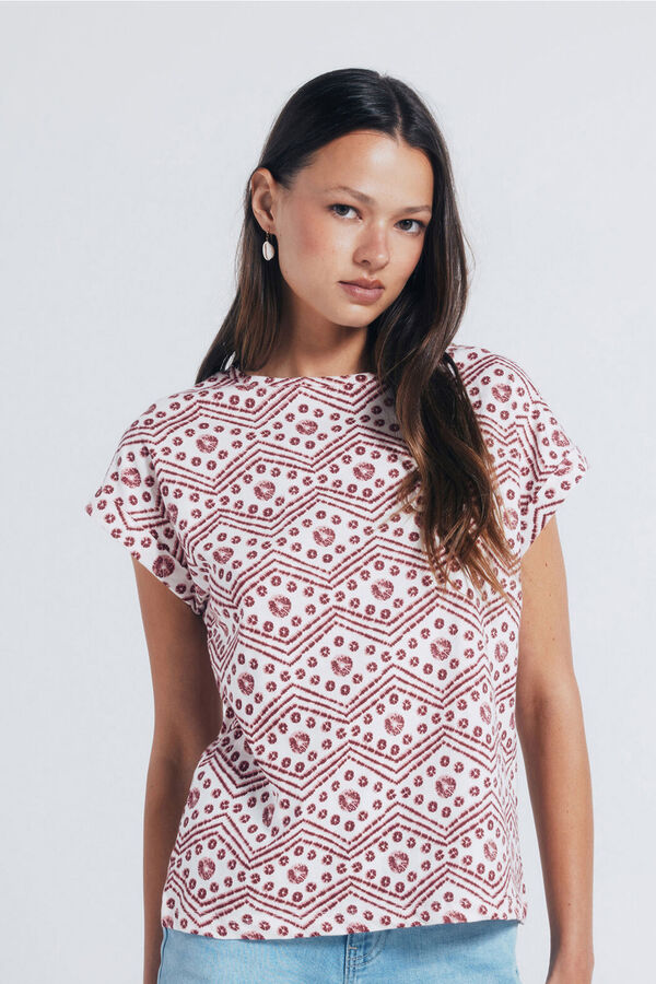 Springfield Printed buttons up shoulder t-shirt printed