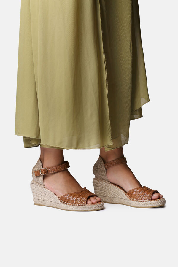 Toni Pons Braided leather wedge espadrille mink
