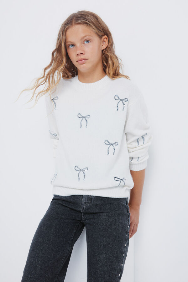 Springfield Kids Džemper sa mašnom za devojčice Bež