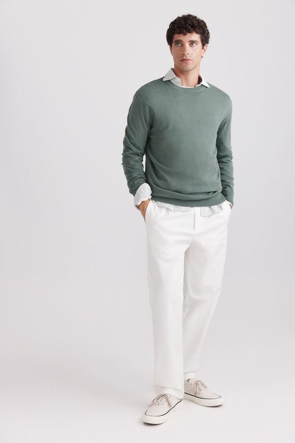 Springfield Basic round neck jumper green