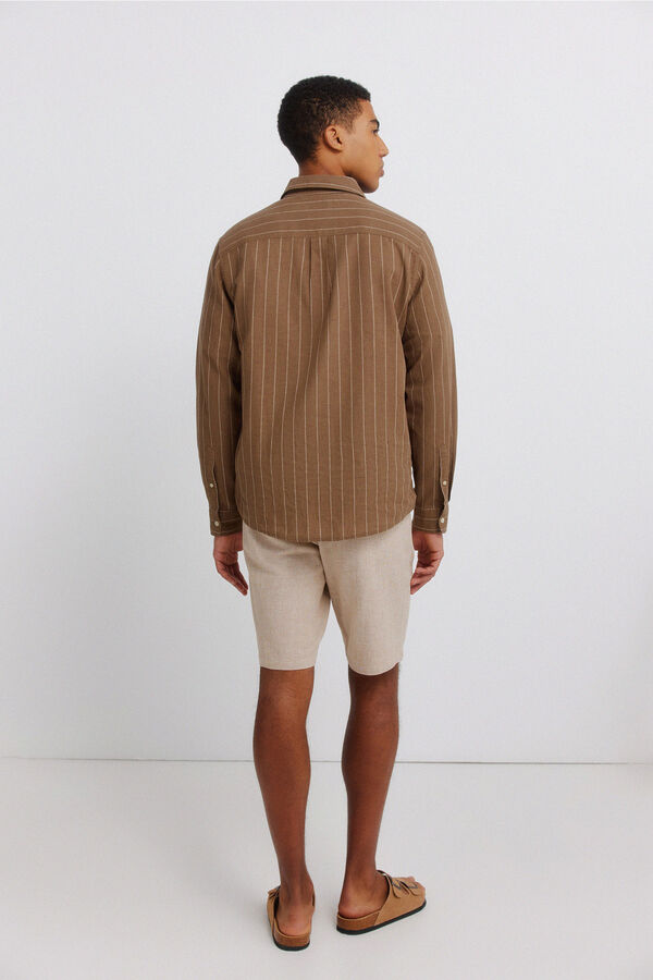 Springfield Bermuda dobby en lin comfort fit camel