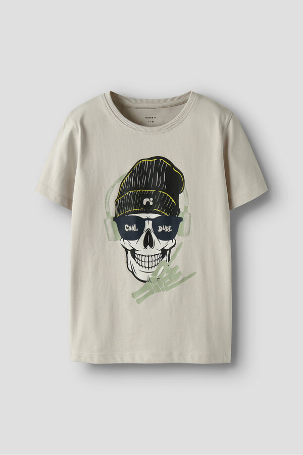 Name It Camiseta de calavera beige