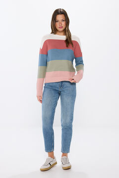 Springfield Colour block cotton striped jumper natural