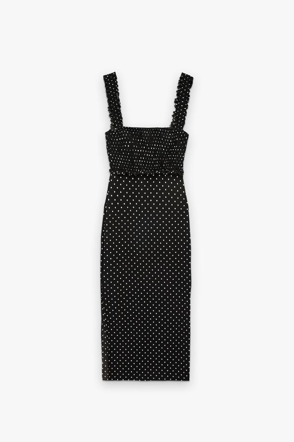 Koton Vestido midi de lunares negro