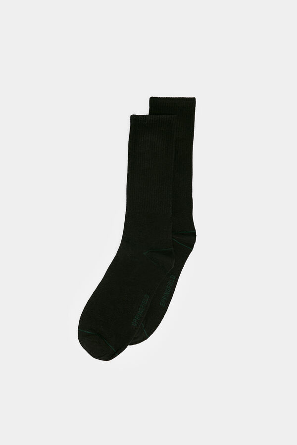 Springfield Socken lang klassisch Rippstrick schwarz