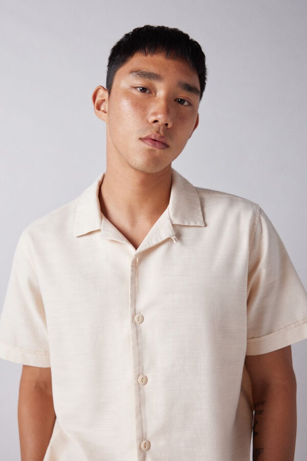 Springfield Camisa manga corta rústica estampado fondo blanco