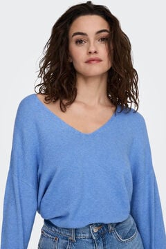 Springfield Langärmeliger Pullover mit V-Ausschnitt azulado