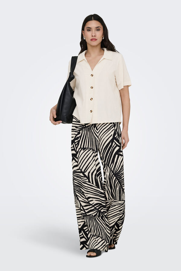 JDY Camisa manga corta lino gris