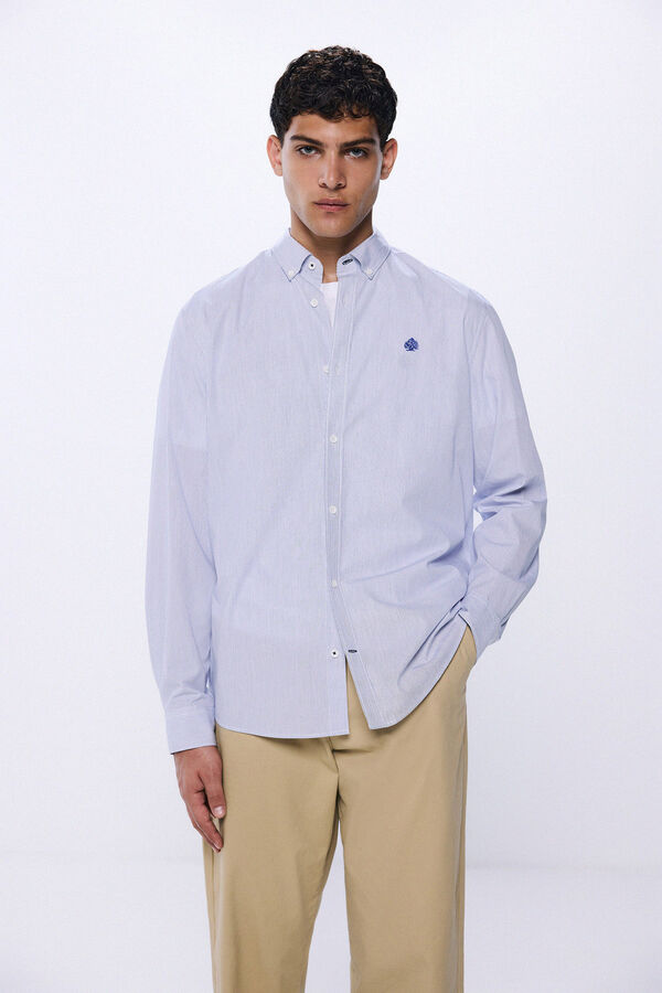 Springfield striped poplin shirt blue