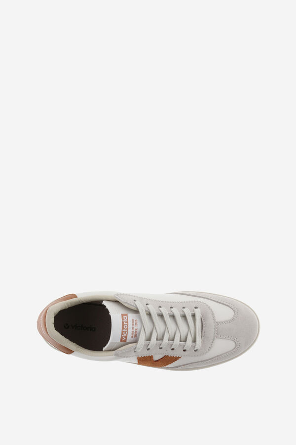 Springfield leather effect sneakers with contrasting color and split leather pieces rust