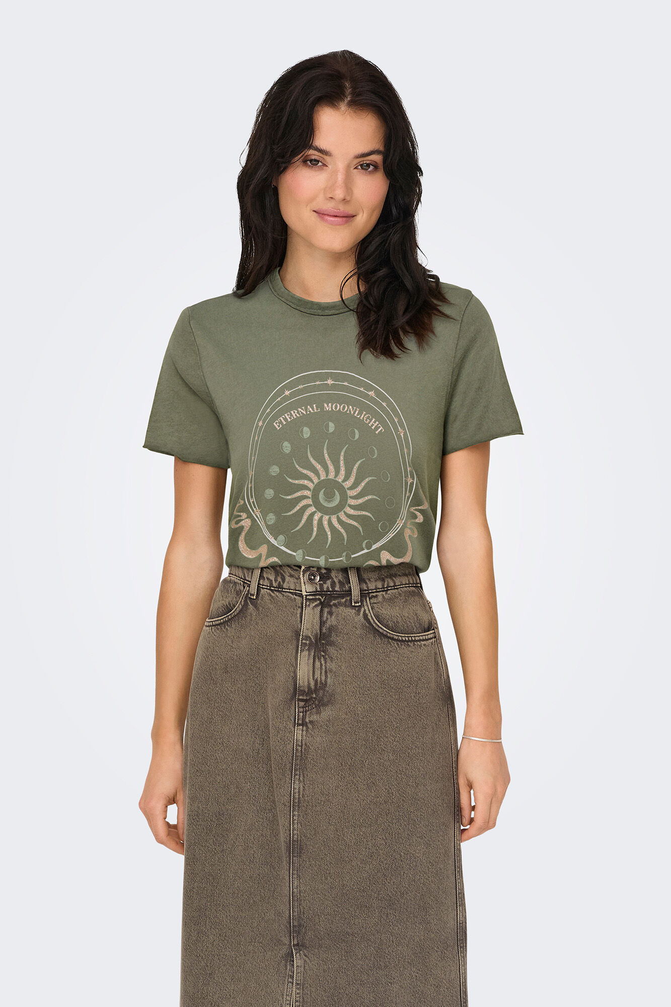 Only T-shirt estampada de manga curta 