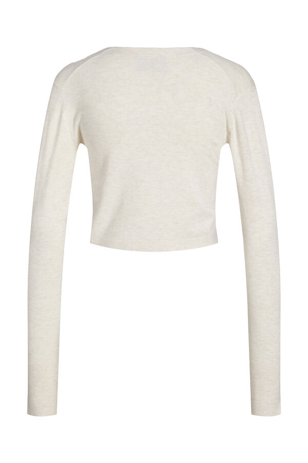 Springfield Fine knit cropped cardigan white