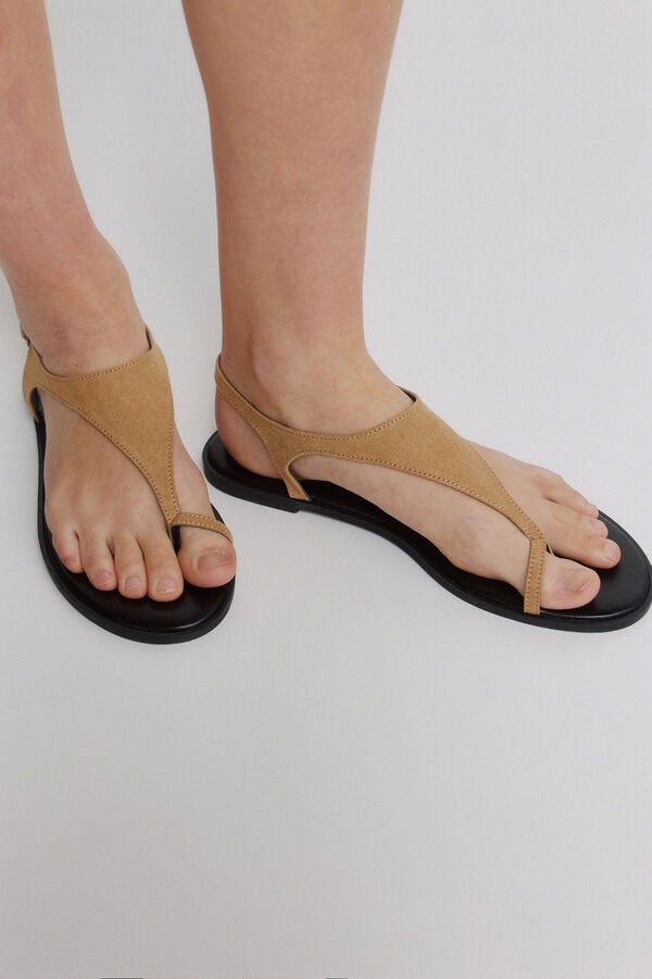 Springfield Suede-effect toe post sandal brown