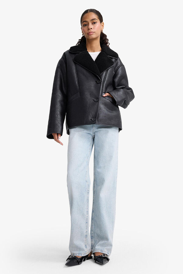 DeFacto Jacket with faux fur lining black