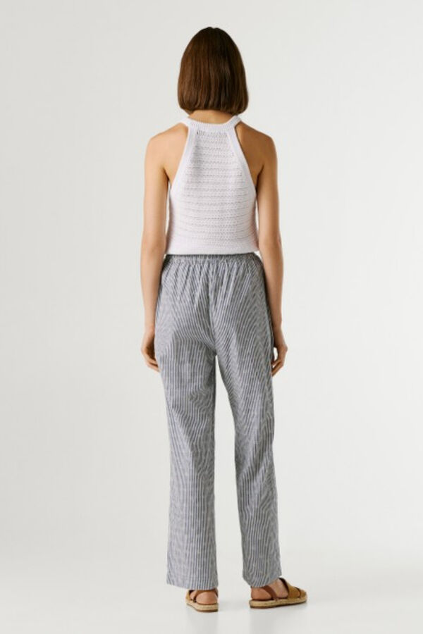 Pepe Jeans Pantal&oacute;n largo cintura el&aacute;stica azul