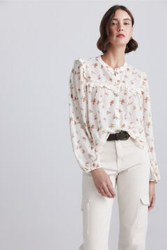 Springfield Printed ruffle lace blouse