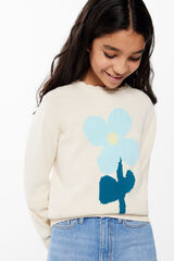 Springfield Cvetni džemper za devojčice bež