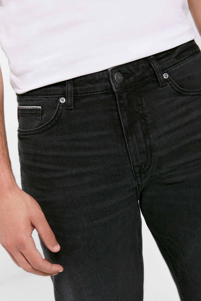 Springfield Washed black slim fit lightweight jeans grey mix