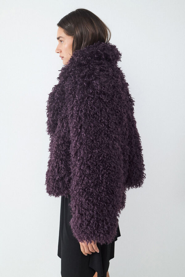 Balmohk Abrigo efecto pelo solapa morado/lila