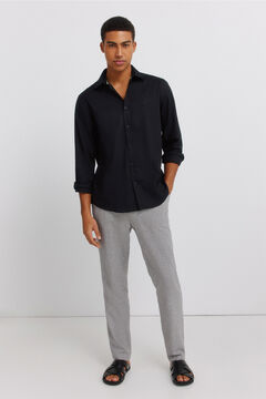 Springfield Structured linen comfort slim fit trousers