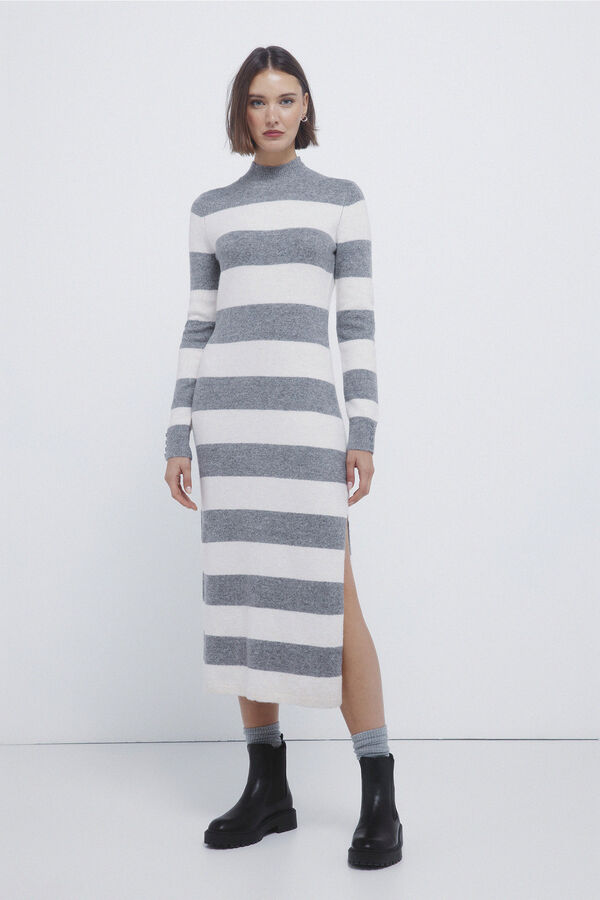 Springfield Kodak jersey-knit striped midi dress grey