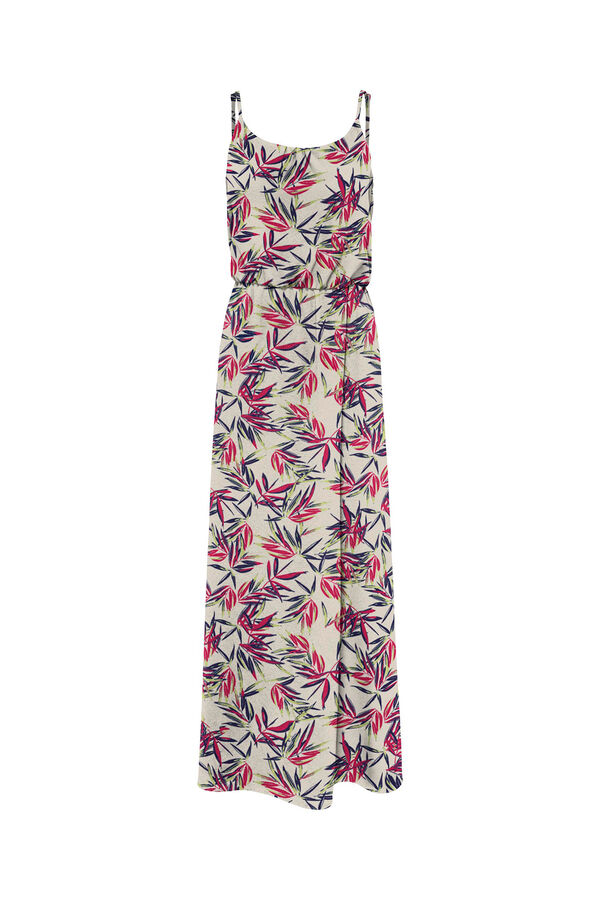 Springfield Strappy long printed dress white