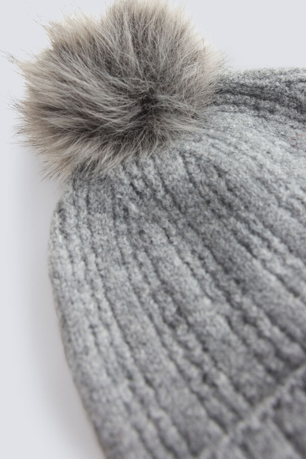 Springfield Pom pom knit beanie grey