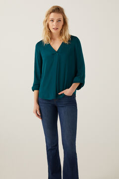 Springfield Flie&szlig;ende Bluse Falte Ausschnitt &Ouml;l