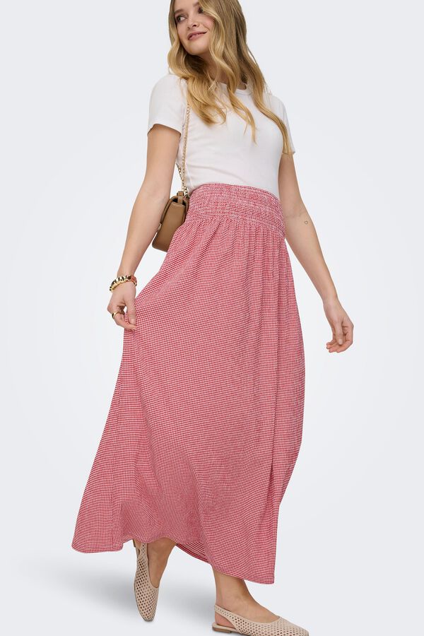 Only Falda larga vichy rojo